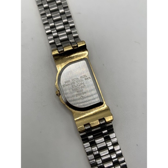 Vintage Elgin Trapezoid Asymmetrical Face Black Dial Gold Tone Bracelet Watch - Picture 9 of 9